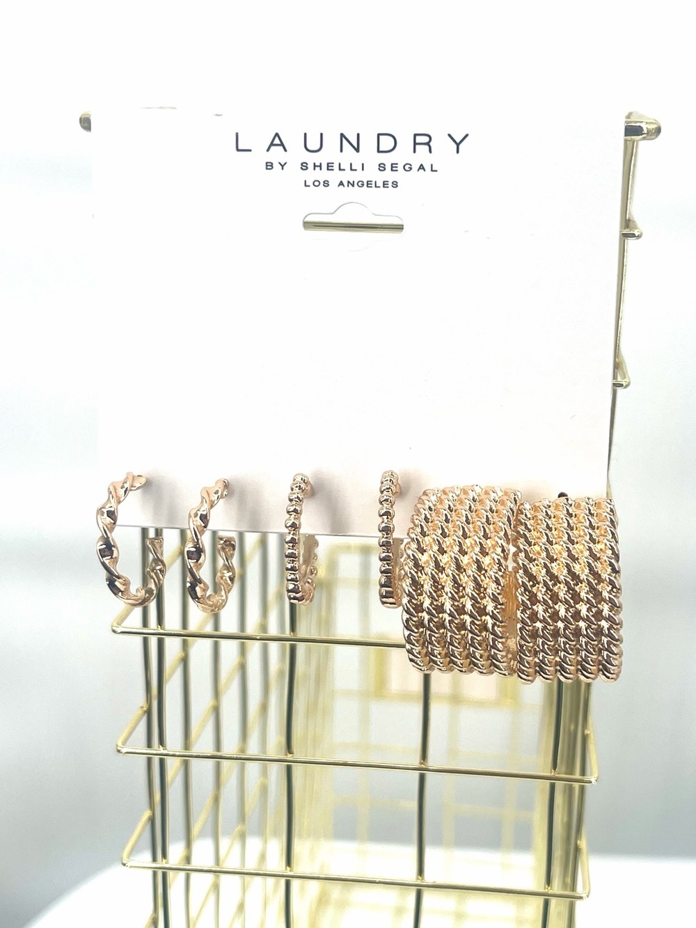 Laundry by Shelli Segal NWT 3 piece hoop gold tone earring set